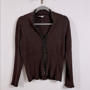 Y2k vintage Peter Nygard brown cardigan top Large